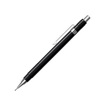 Mechanical Pencil In Black Plastic Case With Metal Cap. Vector Illustration