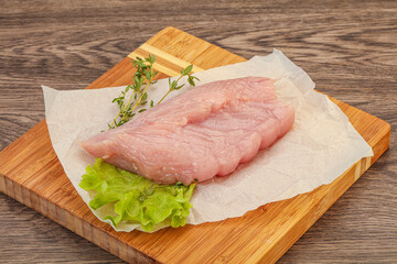Raw turkey breast steak for cooking
