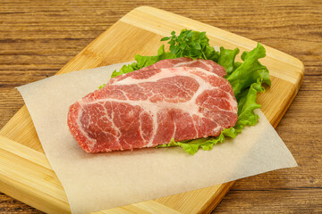Raw pork meat neck steack