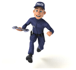 Fun 3D illustration of a cartoon Police Officer