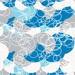 Geometric vector seamless pattern in retro style . Modern abstract background with circles or bubbles.