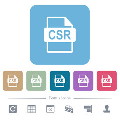 Sign request file of SSL certification flat icons on color rounded square backgrounds