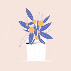 Vector illustration of indoor stylized house plant in a pot.