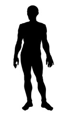 The male silhouette stands sideways. Vector drawing