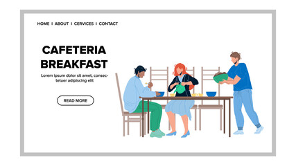 Cafeteria Breakfast Have Family Together Vector flat