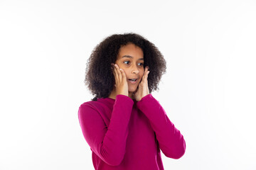 Beautiful teenager girl with pink sweater