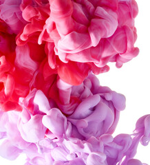 Ink in water over white background