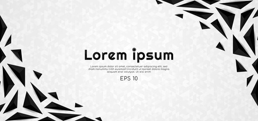Polygon pattern black and white design mosaic background.
