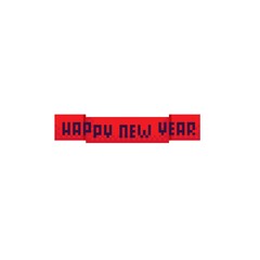 Fototapeta premium Banner Happy new year pixel art. Label Happy new year. Vector illustration.