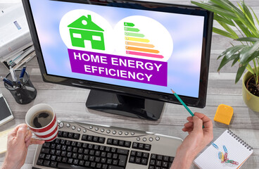 Home energy efficiency concept on a computer