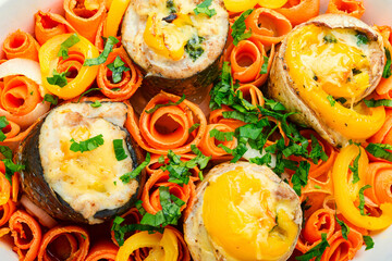 Tasty baked fish rolls