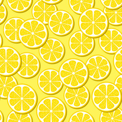 Seamless yellow fruit pattern. Lemon background