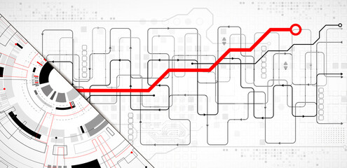 Abstract half-circle technology circuit board. Communication concept.