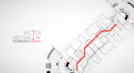 Fototapeta premium Abstract half-circle technology circuit board. Communication concept.