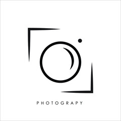 abstract logo design. Camera Photography Logo Icon Design Vector. Vector thin line icon, camera silhouette. Logo template illustration for photographer, photography studio, shop or school.
