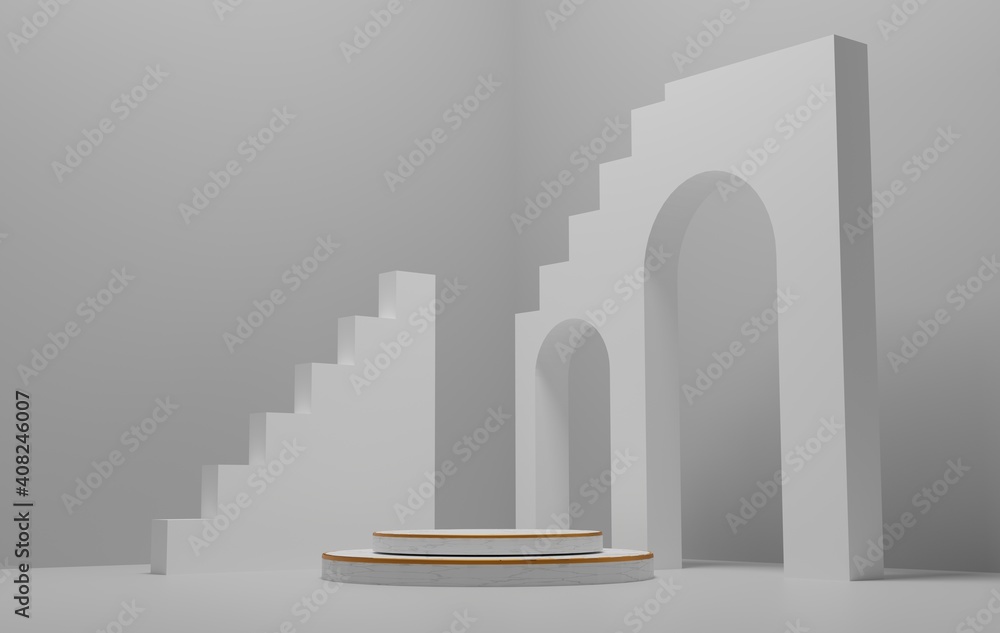 Poster abstract background, mock-up scene with podium for product display. 3d rendering.