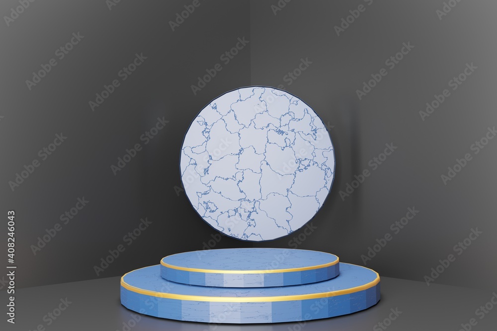 Poster abstract background, mock-up scene with podium for product display. 3d rendering.