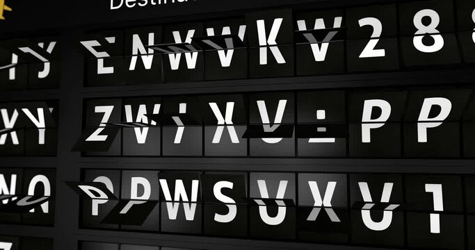 3D generated animation, analog flight information display board with the arrival city of Seattle, 4 different animations