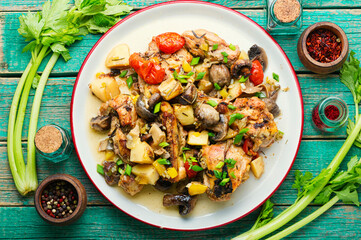 Tasty meat ragout with vegetables