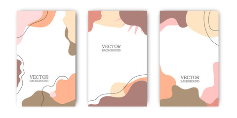 Fototapeta na wymiar Template for stories, social media, banners. Trendy abstract background with shapes and doodles. Template with empty space for text and images. Vector illustrations with isolated elements