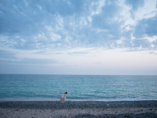 Nature ocean sunset sand beach fresh air waves white foam