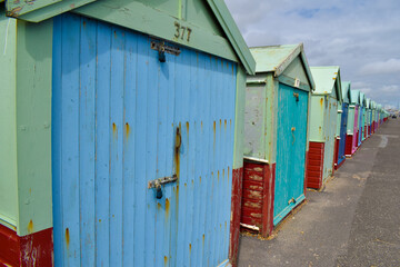 Old beach huts, Brighton, UK