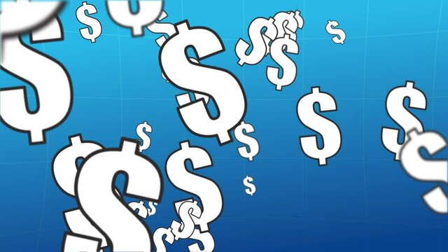 Looped animation. A cloud of US dollar symbols spins across the camera's field of view.
