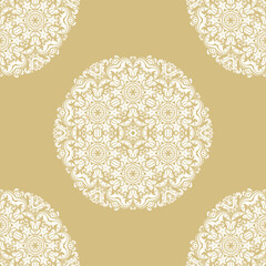 Orient vector classic golden and white pattern. Seamless abstract background with vintage elements. Orient yellow and white background. Ornament for wallpaper and packaging