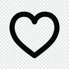 Heart outline flat vector icon on transparent background. Heart sign, heart symbol, illustration, EPS 8.