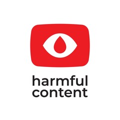 Parental control icon, vector clip art. Protects from harmful content. Bleeding eyes, mental damage, socially dangerous information, violence, illegal actions.