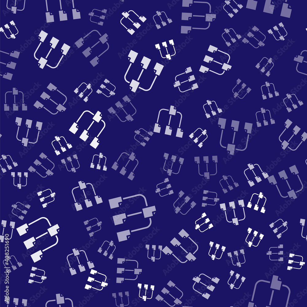 Aufkleber white folder tree icon isolated seamless pattern on blue background. computer network file folder or