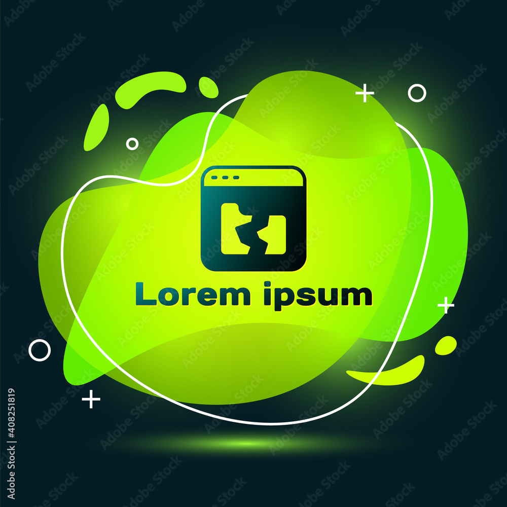Poster black broken file icon isolated on black background. abstract banner with liquid shapes. vector.