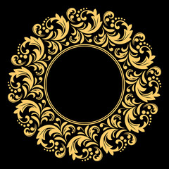 Decorative frame Elegant vector element for design in Eastern style, place for text. Floral golden border. Lace illustration for invitations and greeting cards.