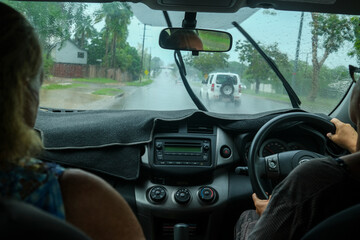 Driving in the rain in Darwin, Australia