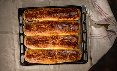 Rolling cakes with poppy seed and walnut filling