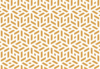 Abstract geometric pattern. A seamless vector background. White and gold ornament. Graphic modern pattern. Simple lattice graphic design