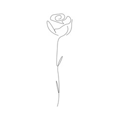 Rose flower silhouette on white background, vector illustration