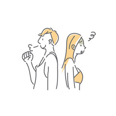 safe sexに関するカップルのシンプルで健康的な線画イラスト
