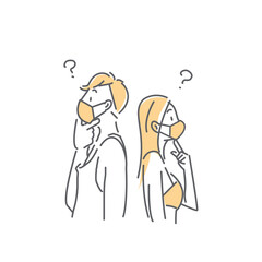 safe sexに関するカップルのシンプルで健康的な線画イラスト