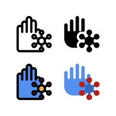 Hand Source of Virus and Bacteria Icon, Logo, and illustration