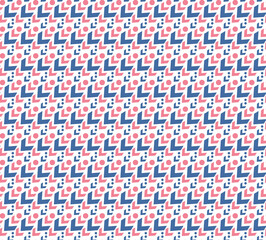 Checkmark seamless Pattern. Blue pink seamless scandinavian pattern. Vector illustration