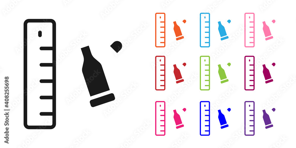 Poster black bullet casing as a piece of evidence placed with forensic ruler for documentation icon isolate