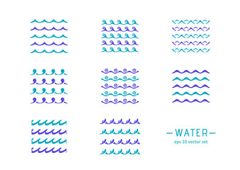 Water - vector icons set on white background.