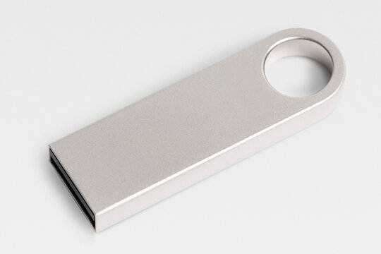 Silver USB flash drive mockup technology data storage device
