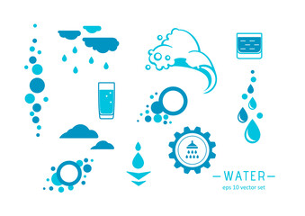 Water - vector icons set on white background.