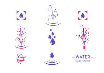 Water - vector icons set on white background.