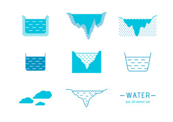 Water - vector icons set on white background.