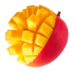 Fresh ripe mango falling in the air