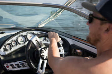 Man driving boat