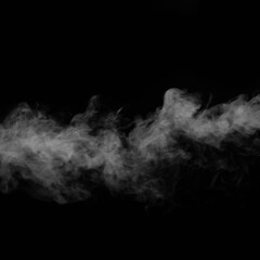 White smoke on black background. Figured smoke on a dark background. Abstract background, design element, for overlay on pictures